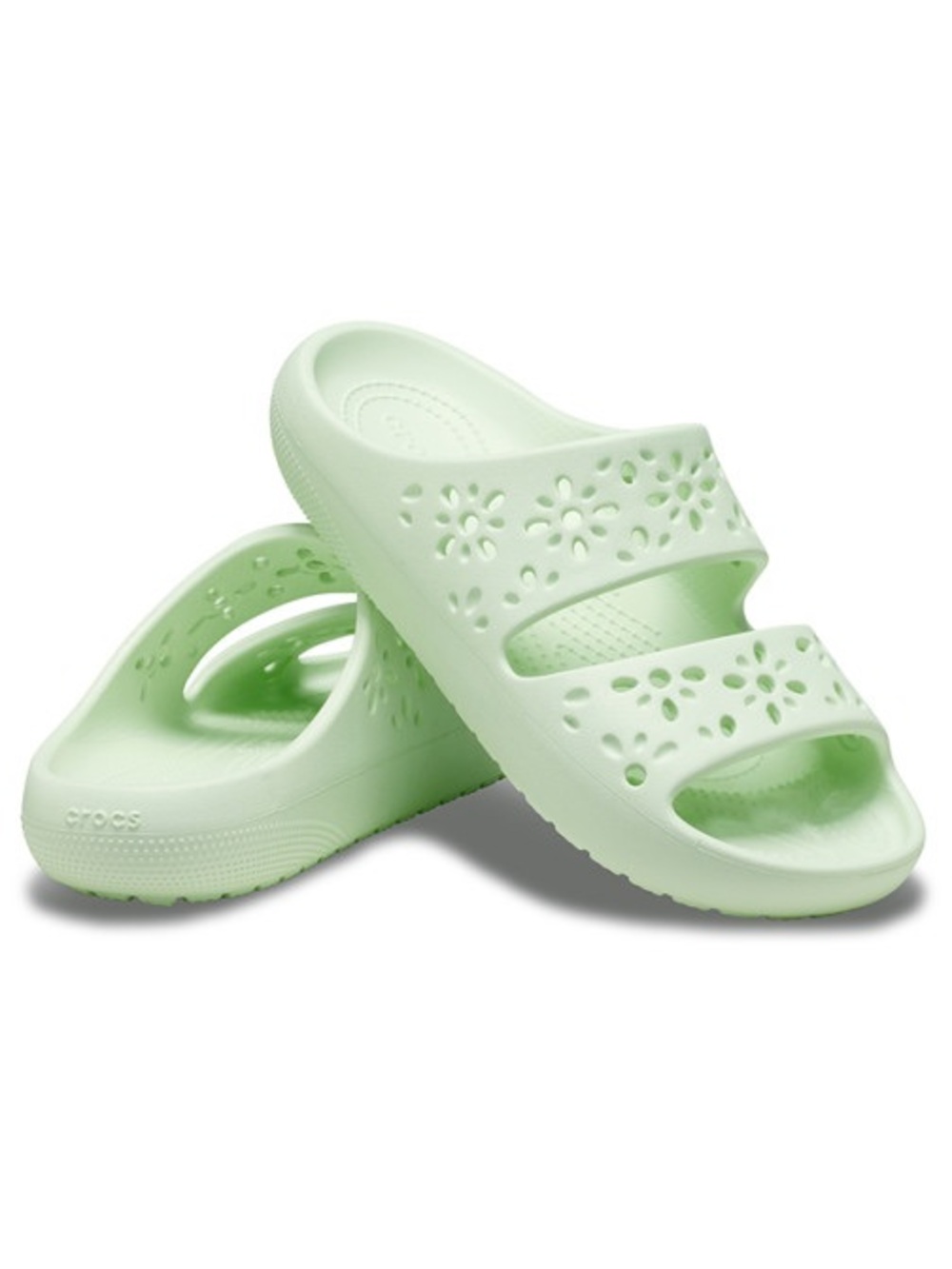 💚 Crocs Jade Tint Floral Cut Out Clogs Sandals. Like new! W9, M7